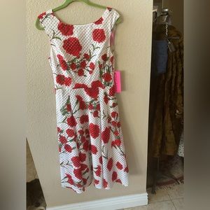 NWT Betsey Johnson MIDI Dress Size 8 Fully Lined Barbiecore!